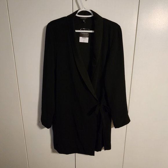 TopShop Front Wrap Mini Dress Blazer with Side Tie NWT | Size 10 - Picture 1 of 6